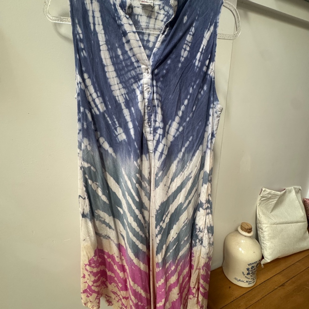 EUC Shoreline Blue and White Tie-Dye Dress